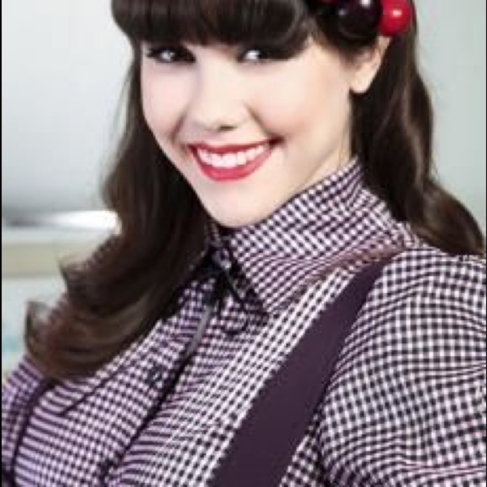 Bettie Page Clothing pink and black blouse